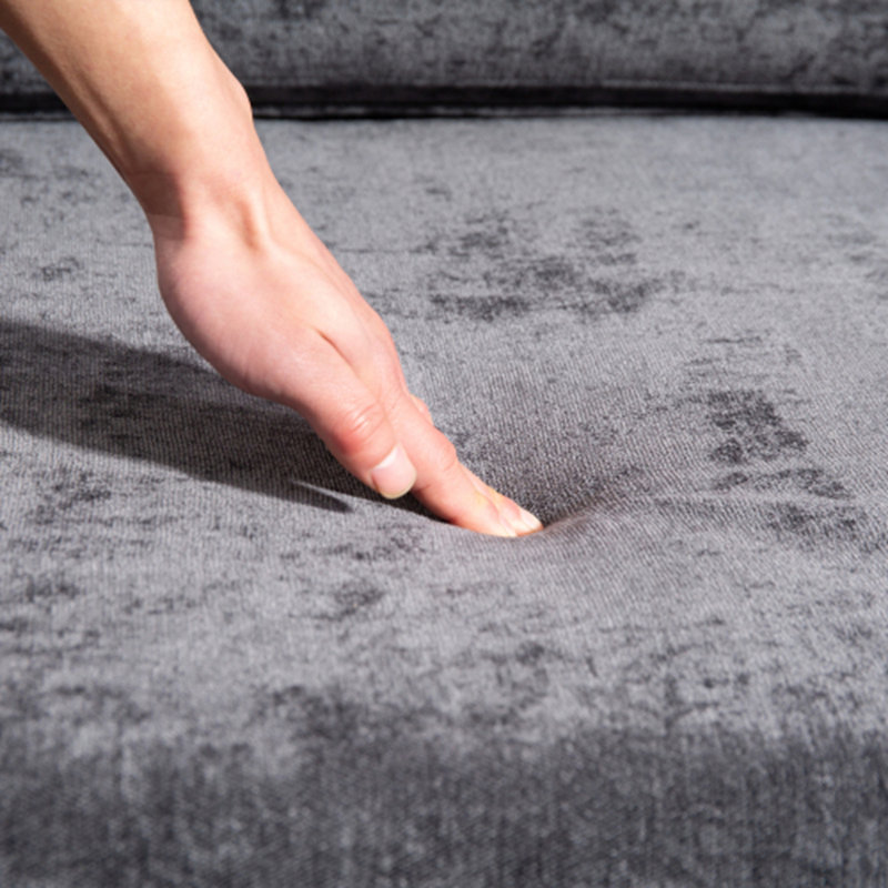 Canapé profond en chenille 3 places, Tissu gris foncé