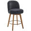 Tabourets de bar 26 po Mid-Century modernes à hauteur de comptoir, tabourets de bar rembourrés en tissu pivotant à 360 ° avec pieds en bois massif, chaises pour îlot avec dossier-1855014813