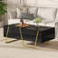 Table basse rectangulaire moderne ultrabrillante pour le salon avec rangement et base dorée, 4 tiroirs, 47,2 po