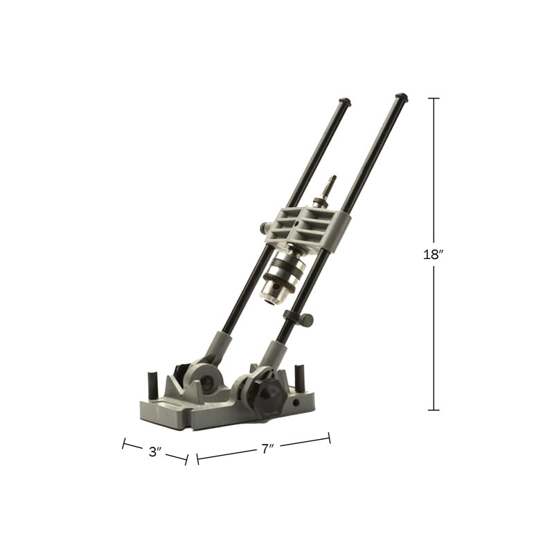 Kings County Tool Portable Drill Guide Jig | Convert Hand Drilling to Drill Press | Bore Up To 45-Degree Angles | 3/8-Inch Shaft and Chuck | 5-Degree Increments | Depth Stop Included