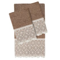 ClearloveWL Bath towel, 3pcs/set Lace Border Embroidery Face Bath