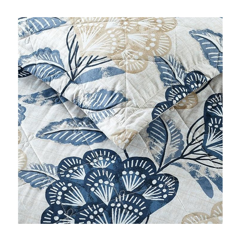 Andrena Microfiber Bedspread with Pillow Shams, Super King Bedspread + 2 Pillow Shams, Blue, Floral