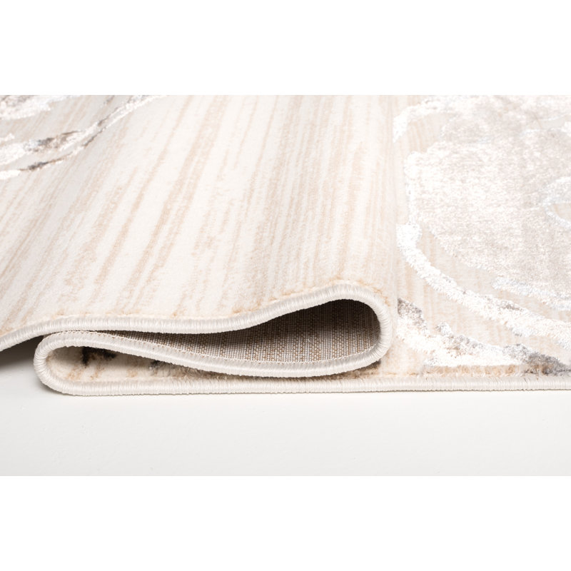 Tapis géométrique crème, Rectangle 2 pi x 3 pi 3 po