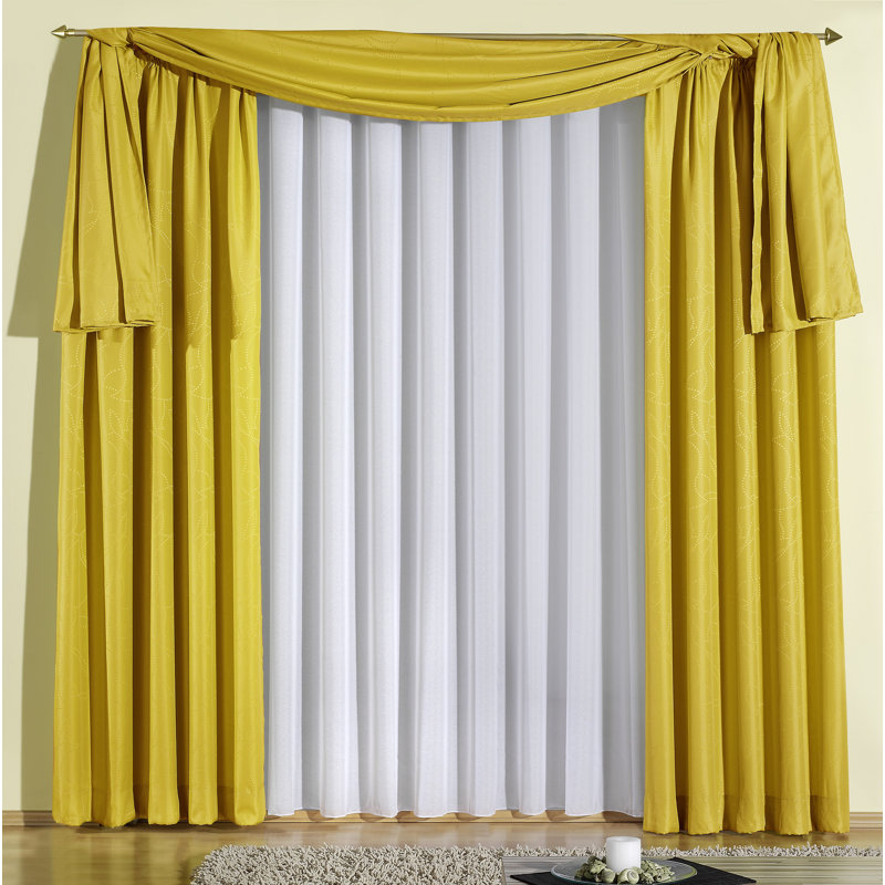 Longoria Room Darkening Window Scarf, Yellow, 300cm Width x 135cm Drop