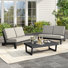 Polett Solid Wood Group Outdoor Conversation Set With Two Loveseats And Coffee Table