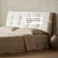Tête de lit tapissier pour grand lit, motif de losanges capitonné moderne en tissu de lin, tête de lit robuste en bois massif, cadre de lit réglable et fixation murale, beige