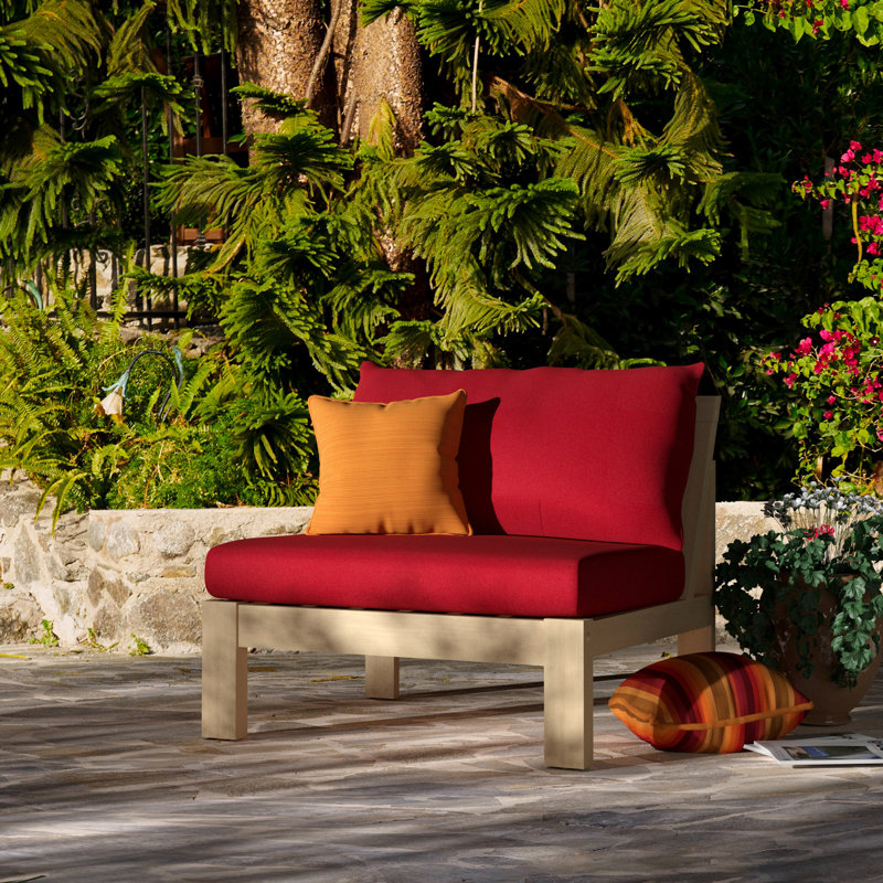 Chaise de patio avec coussins Sunbrella Sehrish, Toile Sunbrella® rouge Jockey