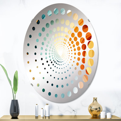 Moderrn jaune et vert rayé Fusion - Miroir décoratif à spirale ovale