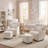 29" Wide Modern Bouclé Swivel Barrel Chair Wingback With Ottoman