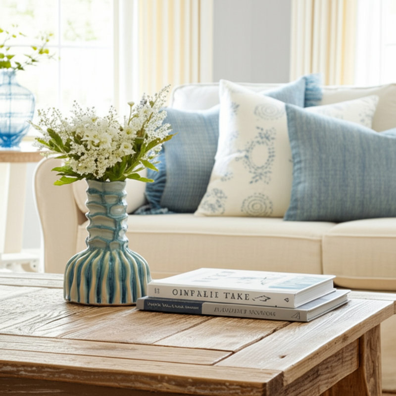 Vase en grès Sagebrook Home - Parfait pour un décor élégant, H 8 po x l 6 po x P 6 po