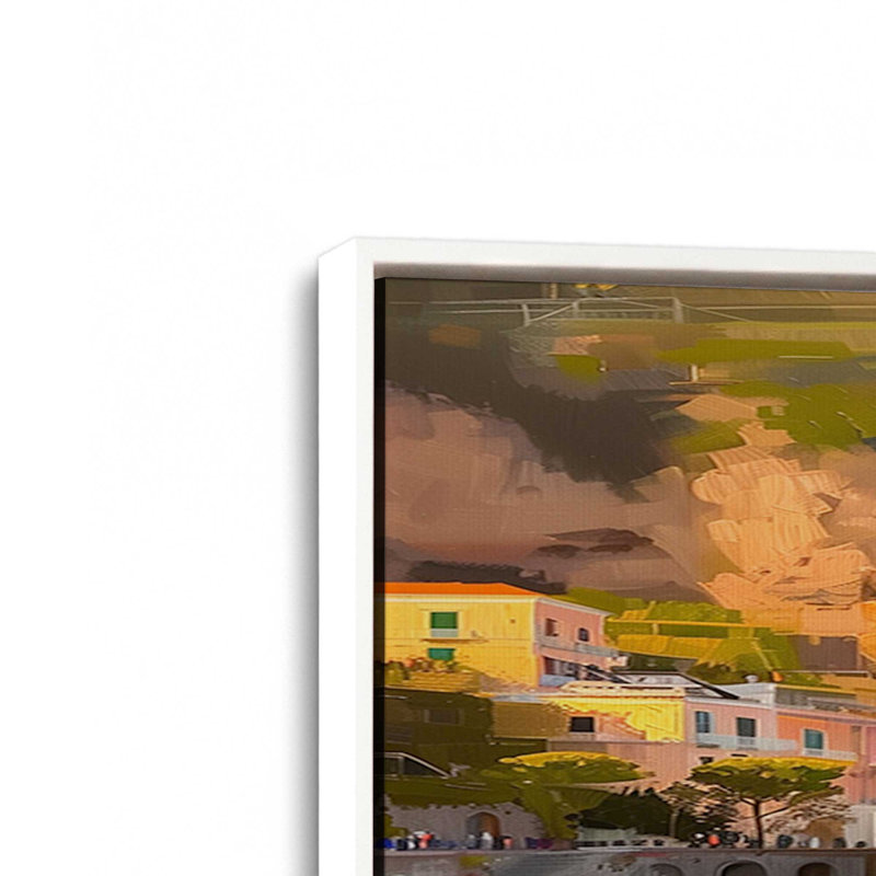 Ensemble de 2 impressions Amalfi Sunset Glow, 18 po x 12 po, Cadre flottant blanc opaque