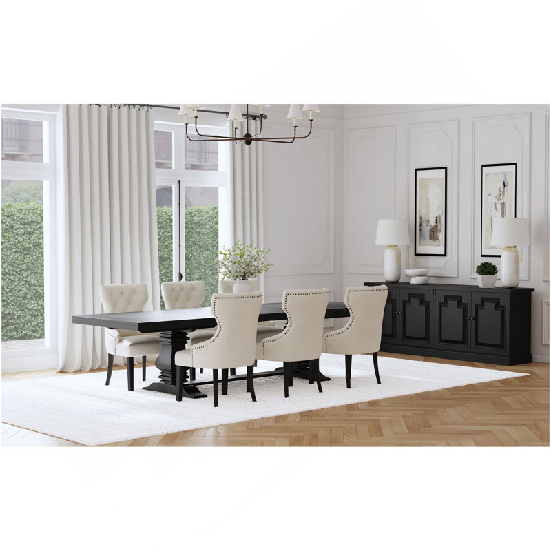 Beige 7-Piece Extension Dining Table Set