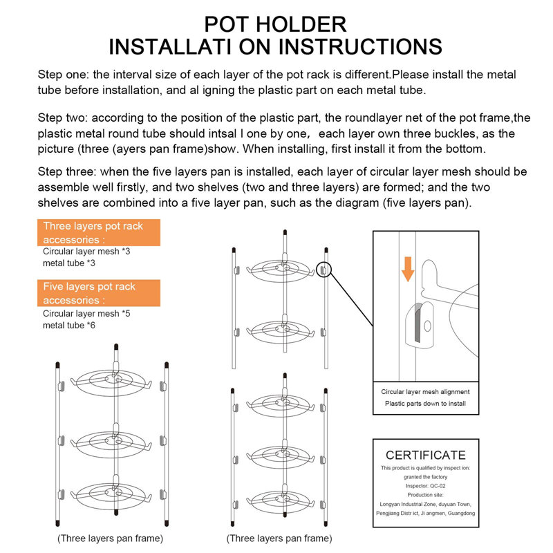 Metal Rectangle Free Standing Pot Rack