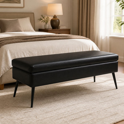 Banc avec repose-pieds en cuir Durable Modern