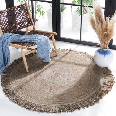 Round Neddy Handmade Jute Brown/Grey Area Rug