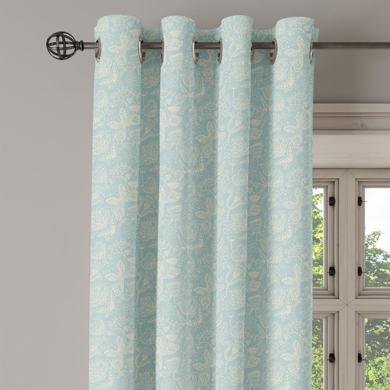 Rideau décoratif à œillets 2 panneaux Dakota Fields, 50 po x 72 po, bleu pâle et beige, L 50 po x L 108 po