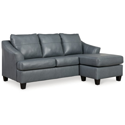 Canapé modulaire méridienne Geno, cuir gris acier moderne, 88 po