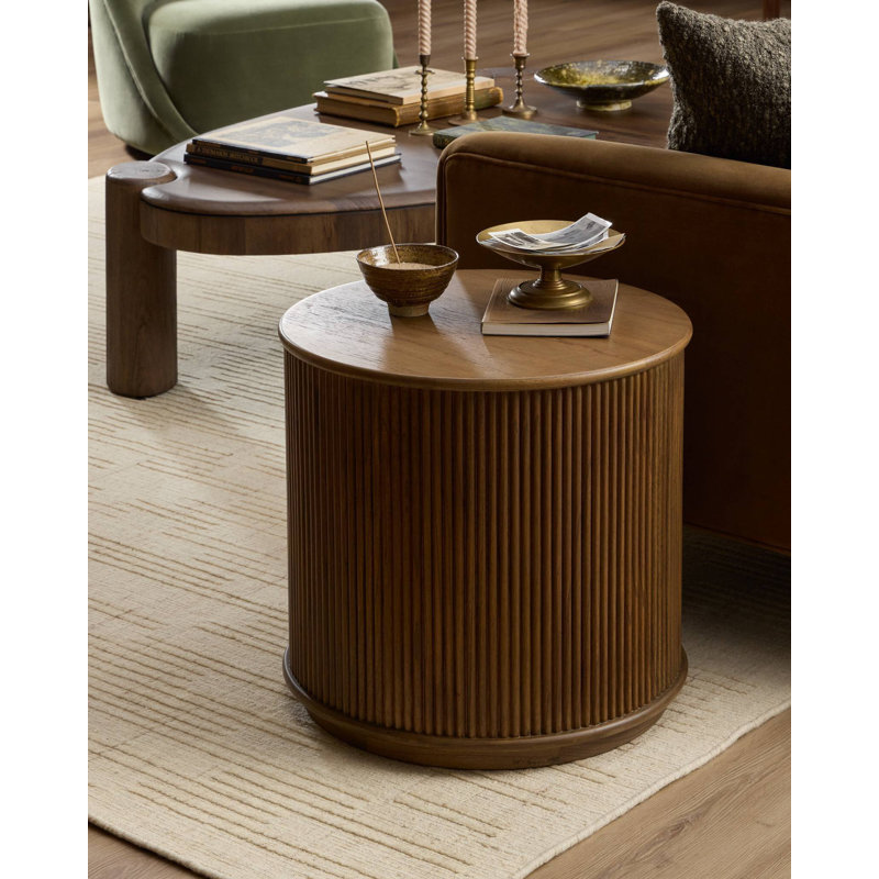 Ona End Table-Amber Mindi Veneer, Smoked Black Mindi Veneer