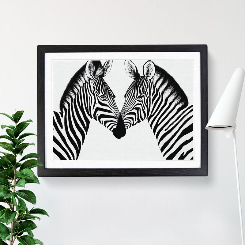 Two Zebras Vol.1 - Single Picture Frame Print, 46cm H x 64cm W x 2cm D, Black