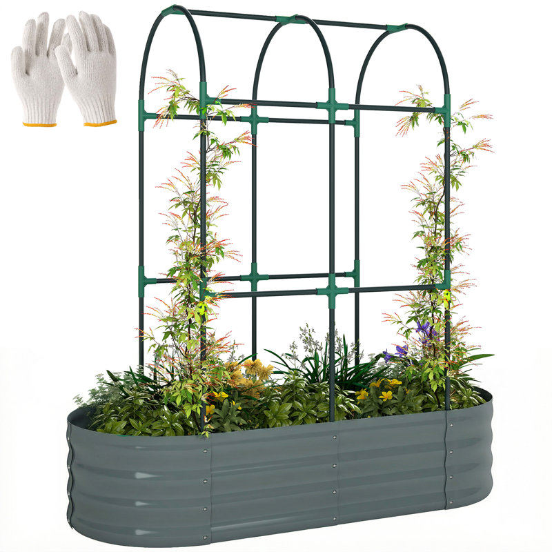 Metal Raised Garden Bed, Dark Grey