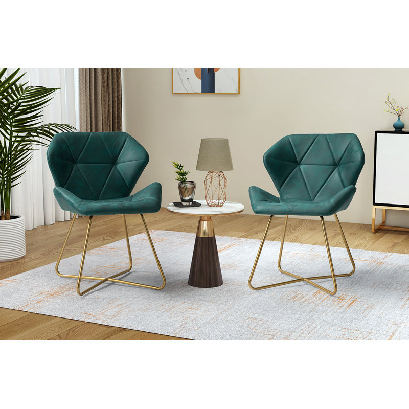Chaise d'appoint en polyester touffeté l 24,4 po Briunna, Mélange de polyester vert
