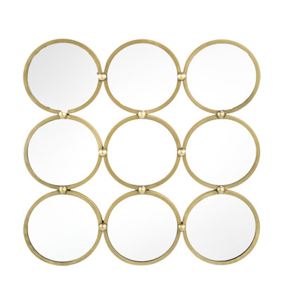 27.2" Intriguingly Crafted Contemporary Decorative Mirror - Iron, Champagne Lustre For Bedroom, Living Room & Entryway Mesmerizingly Designed Mesmerizing Minimalist Appeal Mystery Room,