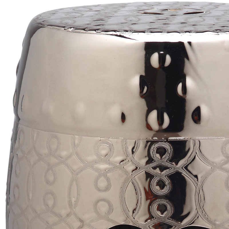 Tabouret de jardin en céramique Patrick, Argent