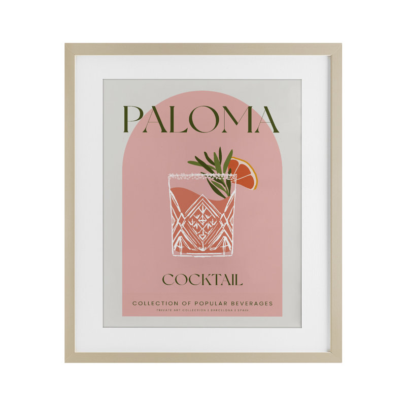 Élégante reproduction rétro sous verre encadrée de Paloma, design par Lil 'Rue, H 16 po x l 13 po, Cadre de récolte en pin