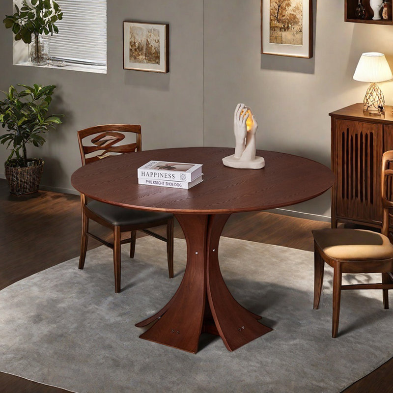Table ronde multifonctionnelle brun foncé durable, H 29,52 po x L 43,3 po x l 43,3 po