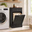 Meuble de poubelle basculant de style champêtre avec tiroir de rangement, en bois, d'une capacité de 38 litres (10 gallons), idéal pour la cuisine et la buanderie - Noir/Une porte-106451146-136026422