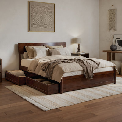 Norla Wood Platform Bed with Storage Drawers