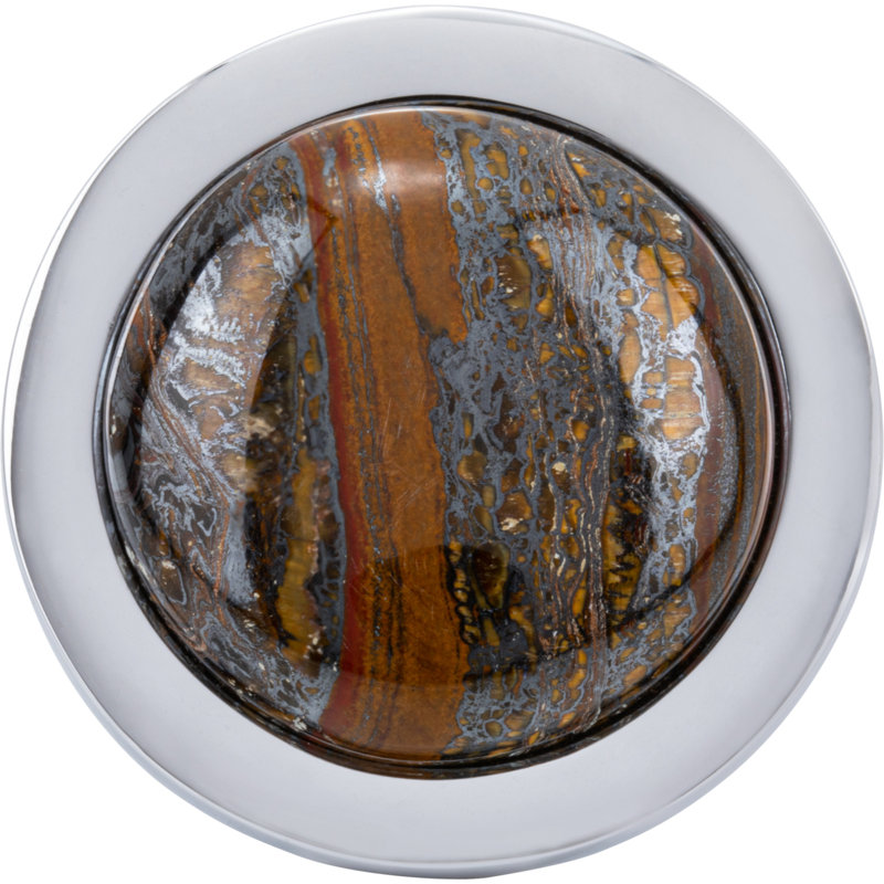 Firesky Diameter Knob, Polished Chrome, Iron Tiger Eye