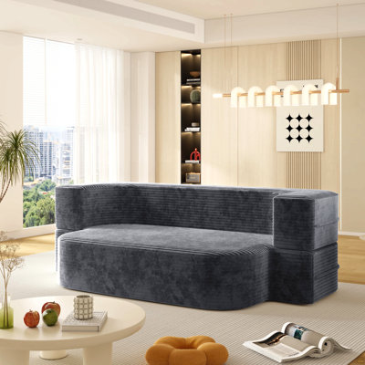 Canapé 78,7 po moderne 2 en 1 pliable avec couverture fonctionnelle et 2 coussins moelleux, canapé en velours côtelé, canapé-lit convertible