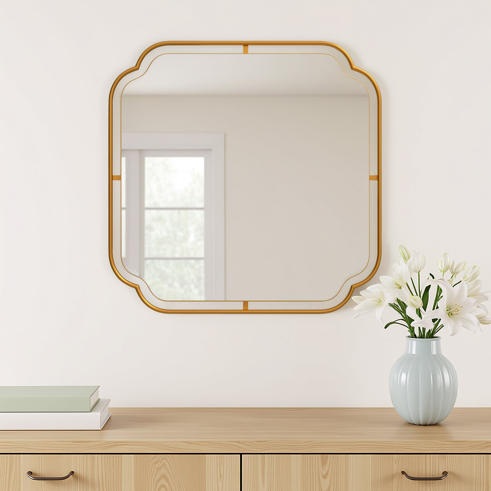 Moors Accent Mirror, Brushed Gold, 36" x 35.75"