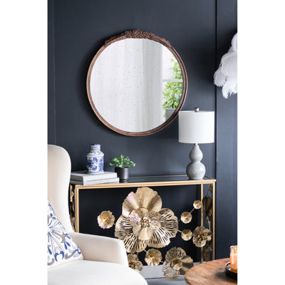 Miroir rond 30 po x 30 po rose pour la salle de bain, le vestibule et le salon