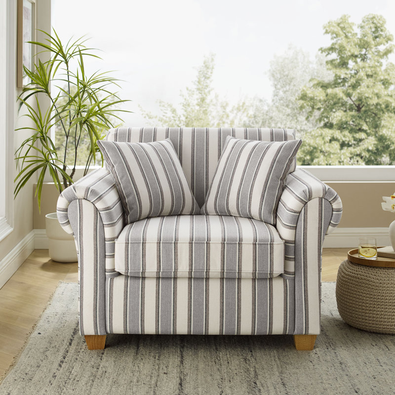Divanique 40.94'' W Upholstered Accent Chair, Grey Stripe  Polyester Blend