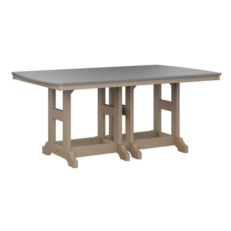 Berlin Gardens Garden Classic 72″ Rectangular Dining Table, Hammered Top Stainless, 30.87" H x 72" W x 44" D, Weatherwood