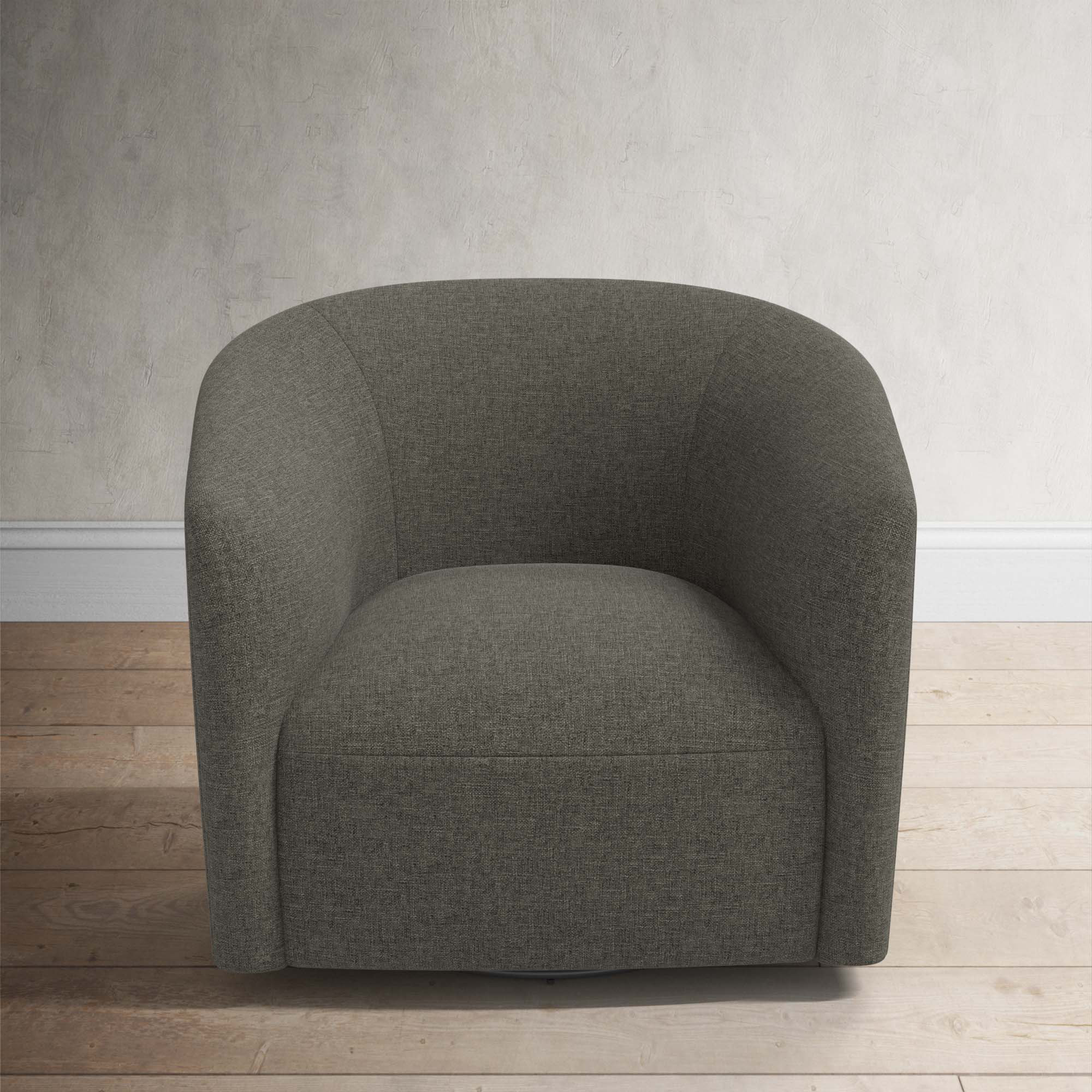 Marita 32" Barrel Chair, Zuma Charcoal Textured Linen