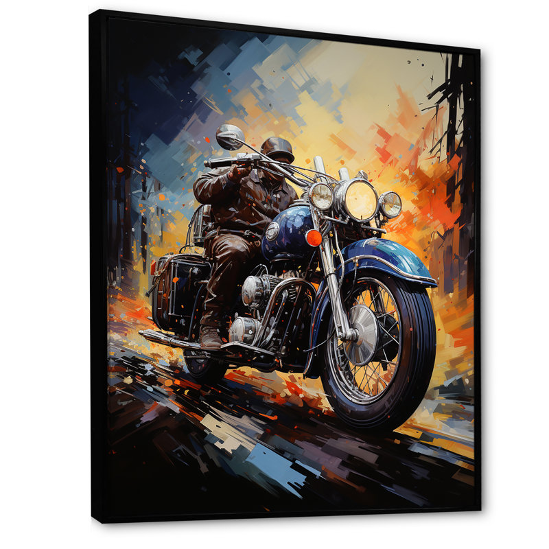 Fantaisie Moto Odyssey, H 44 po x l 34 po x P 1,5 po, Cadre flottant noir