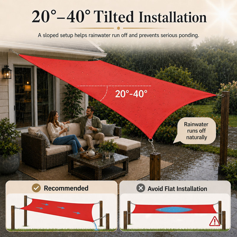 Voile d'ombrage imperméable Amgo Triangle, Rouge, 12 pi x 12 pi