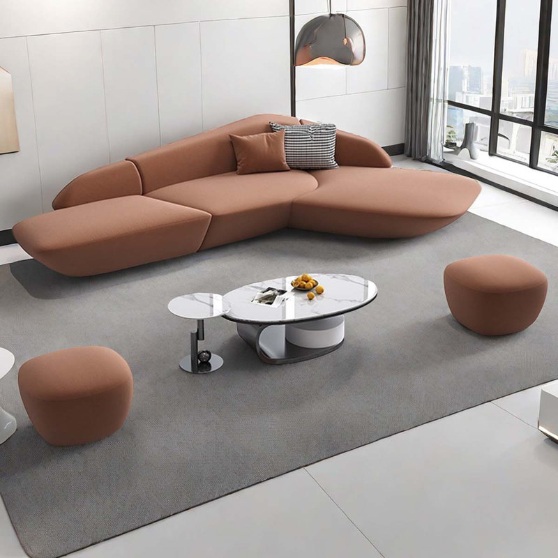 Ensemble de salon 4 pièces pour bureau de vente, Orange brun