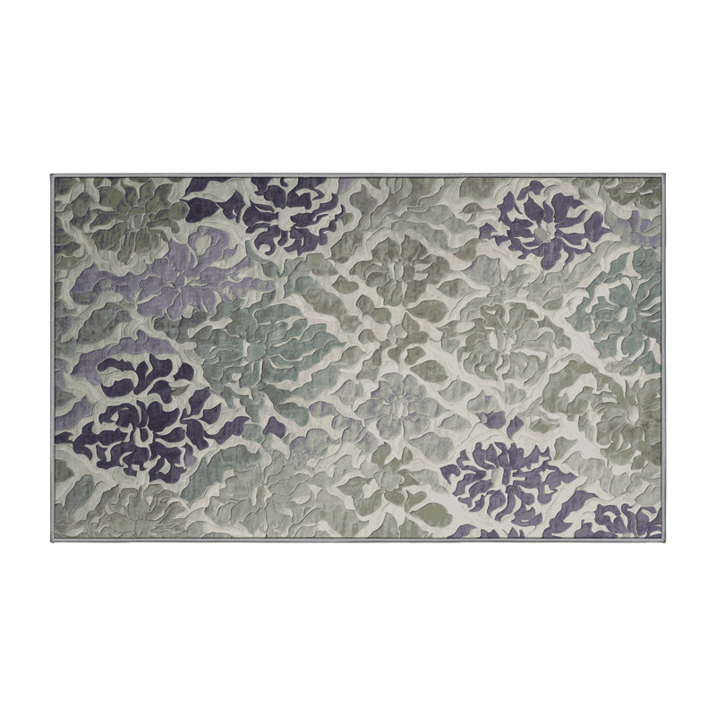 Machine Washable Gray Area Rug, Rectangle 6' x 9'