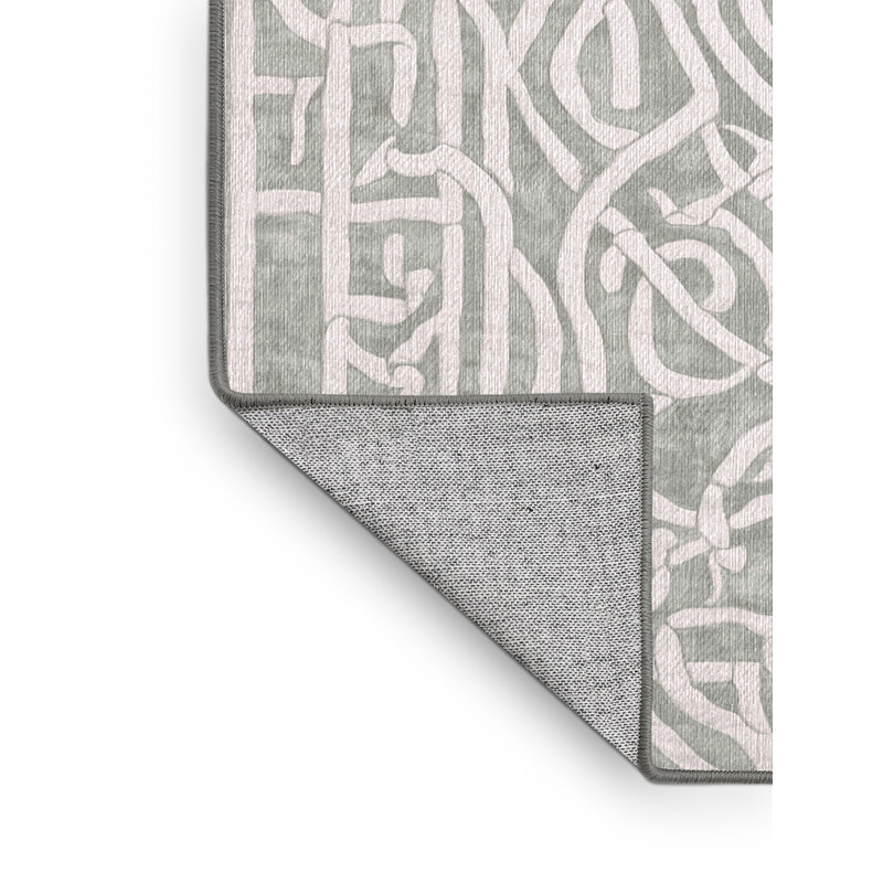 Machine Washable Gray Area Rug, Rectangle 3' x 5'