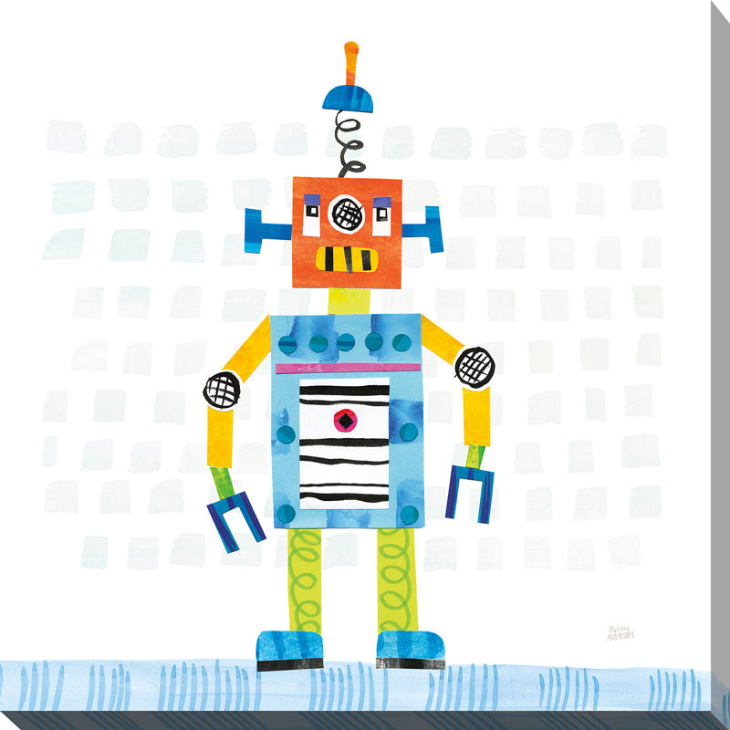 «Robot Party II on Squares», impression, H 18 po x l 18 po x P 1 po, Toile tendue