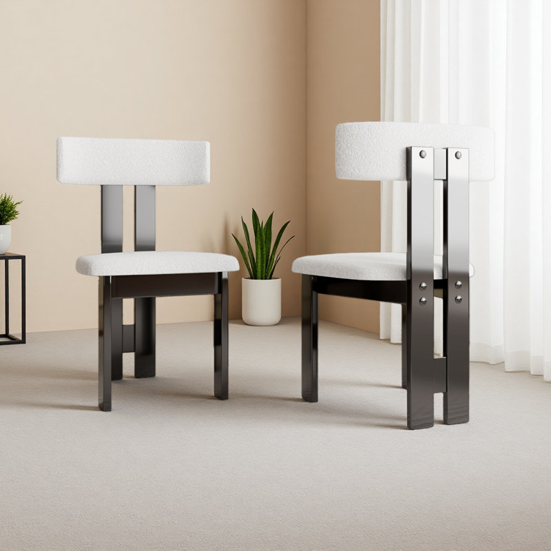 Ensemble de 2 chaises de salle à manger modernes, revêtement en velours blanc pur et structure en bois massif, chaises de cuisine à dossier vertical pour salle à manger