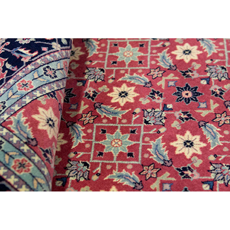 Hand-Knotted High-Quality Black and Red Area Rug