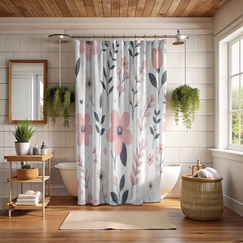 Rideau de douche Boho Field Flowers - 1 pièce, H 74 po x l 71 po