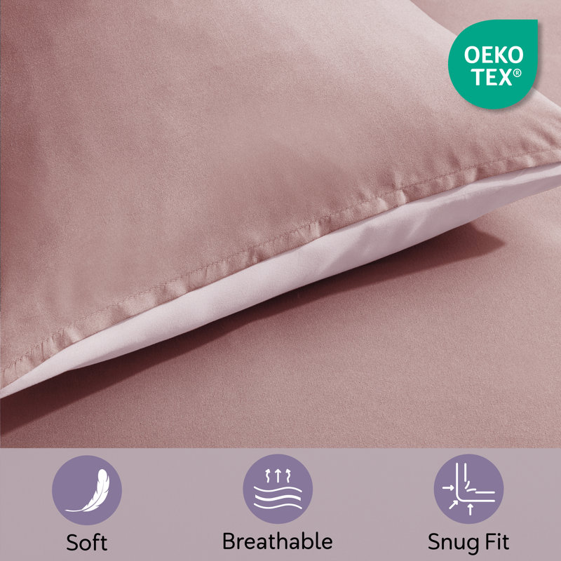 Ultra Soft Modern Reversible 2 Piece Comforter Set, Twin Comforter + 1 Standard Sham, Pink/Plush Pink