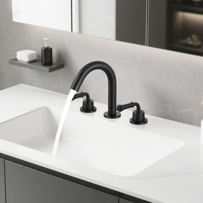 Bathroom Faucet 3 Hole, 2-handle Bathroom Sink Faucet with Drain Assembly