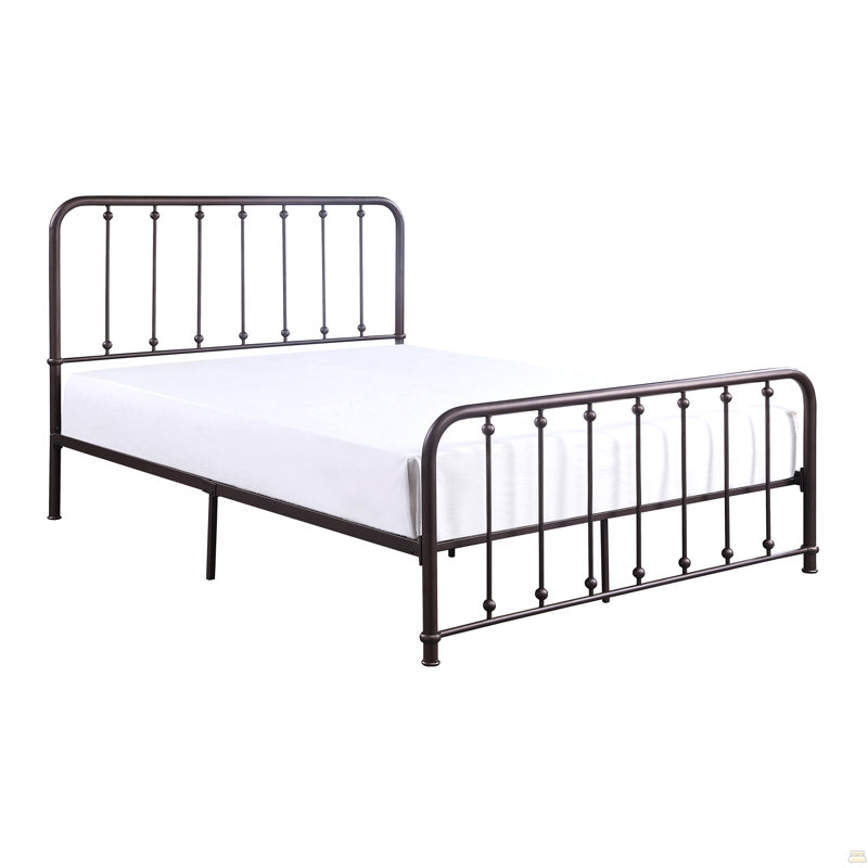 Queen Platform Bed Metal Frame Bedroom Furniture 1Pc, Antique Bronze, Queen
